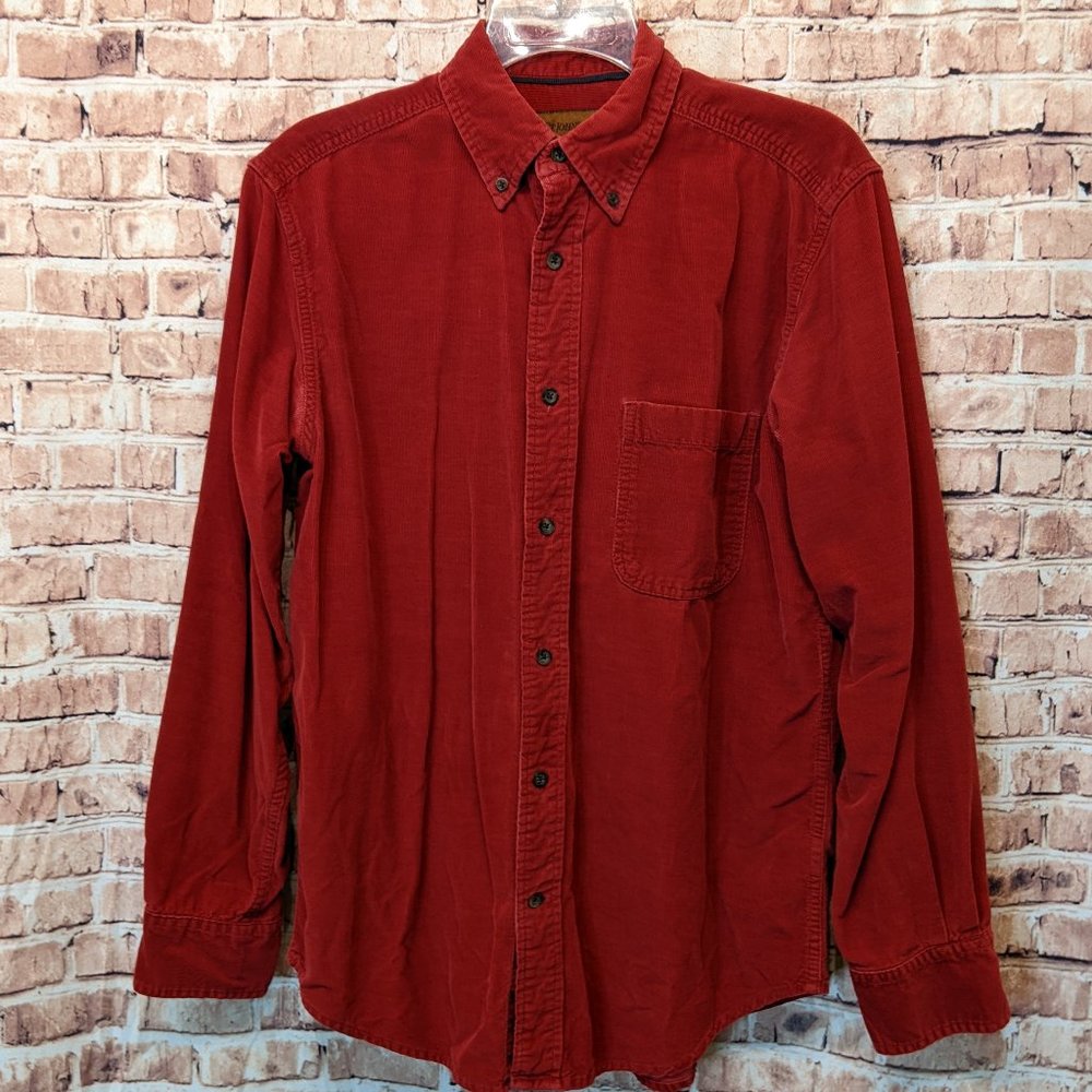 St. John's Bay Button Down Shirt Soft Corduroy Long Sleeve Size Small
